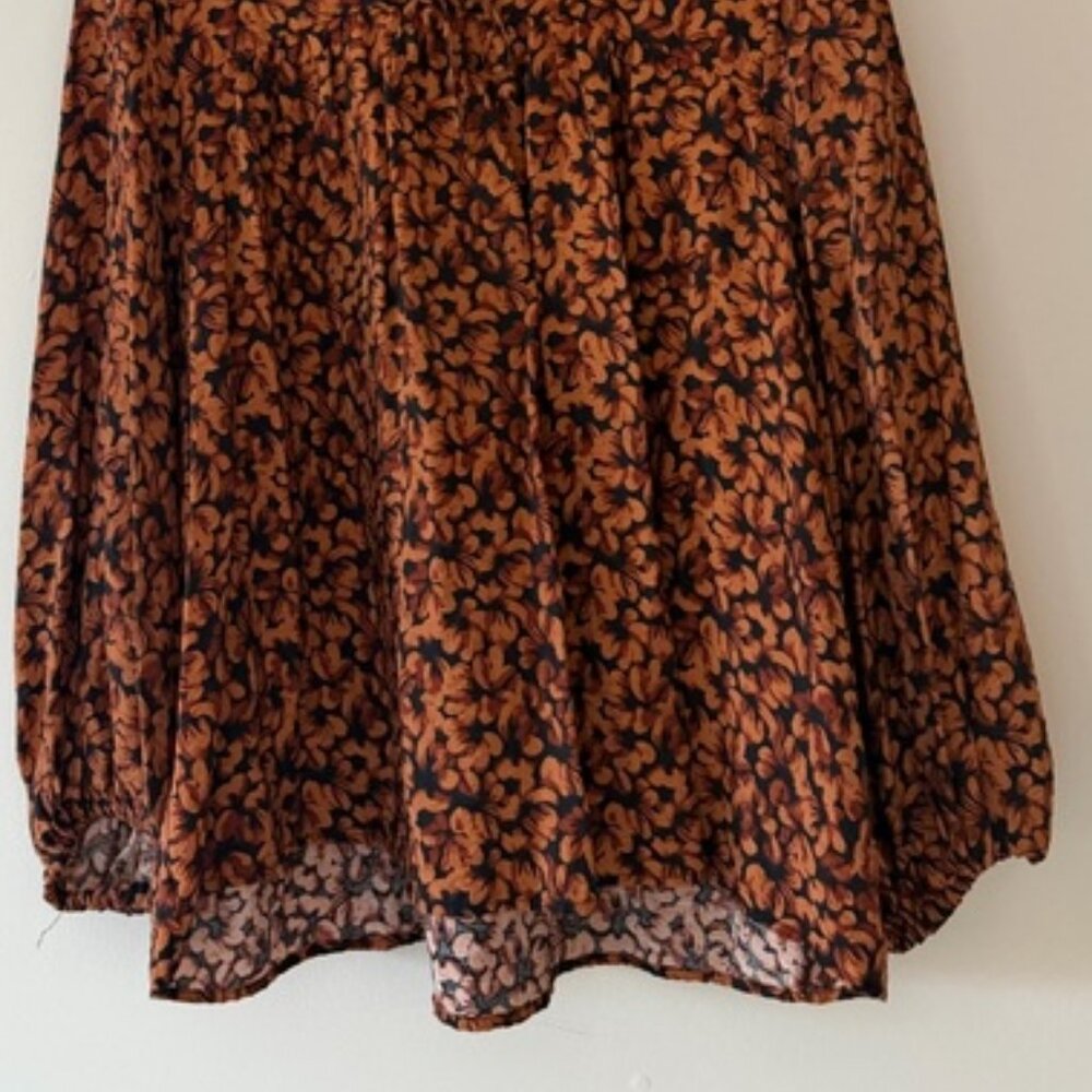 Women's Tunic Blouse - Orange and Black Floral